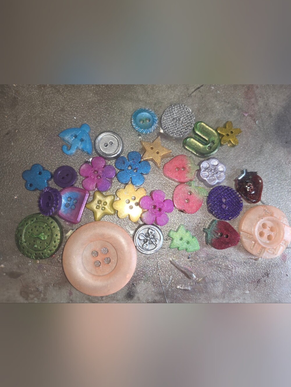 Sample Size Resin Button Lot 30 Handmade Buttons: Cars, Bears, Bunnies, Stars